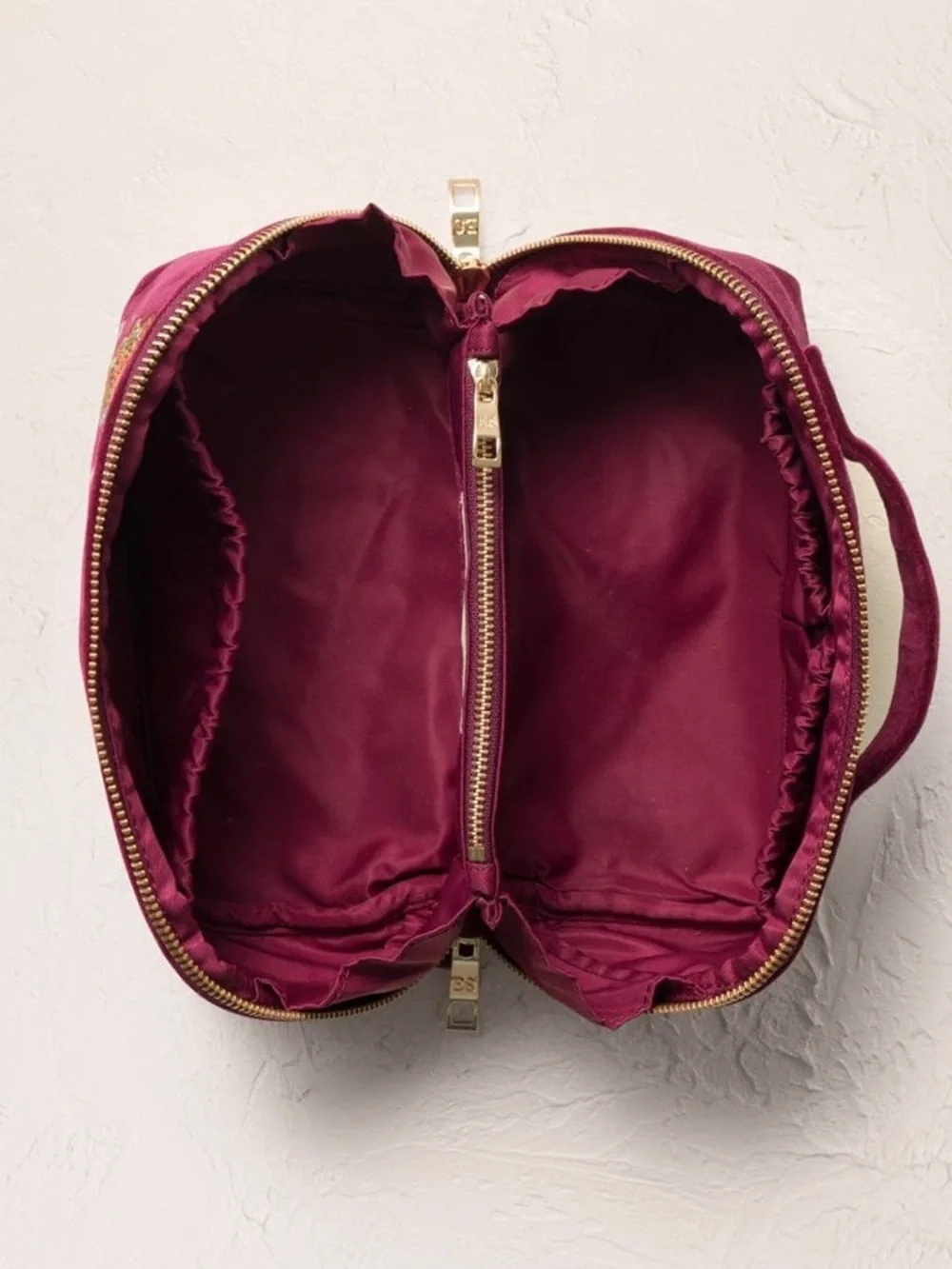 Enchanted Elephant open flat Makeup Bag from Elizabeth Scarlett.